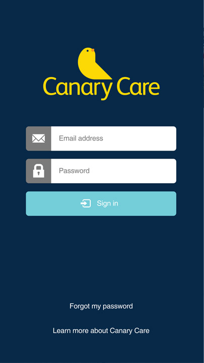 Welcome email design for Canary Care