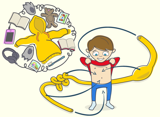 Illustrations for CICRA's children-targeted marketing - hospital belongings and anatomy